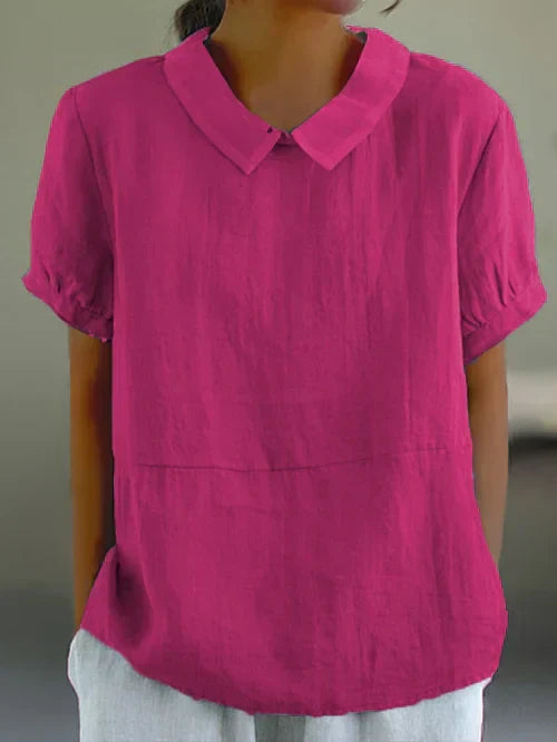 avaya | relaxed cotton short-sleeve blouse deep rose