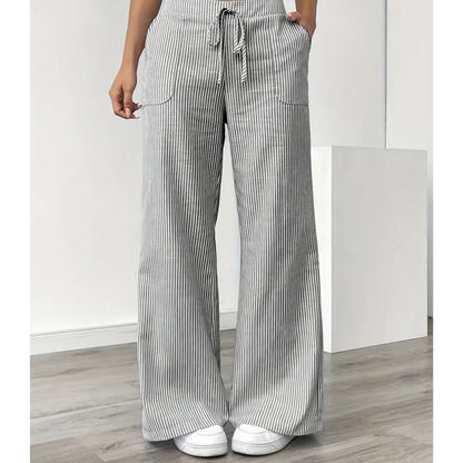 daisy | striped relaxed pant with pockets grey