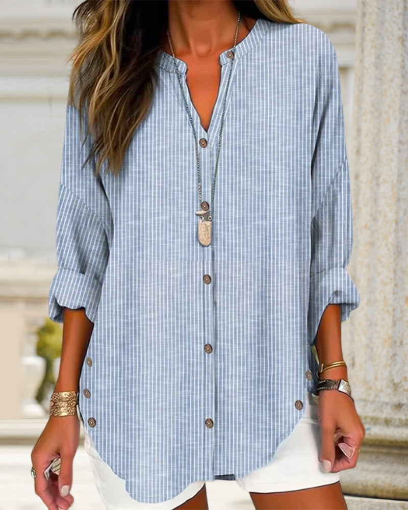 Ayla | Relaxed Striped Button Blouse
