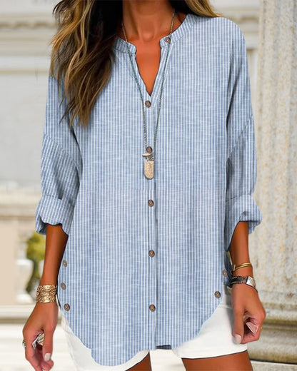 Ayla | Relaxed Striped Button Blouse