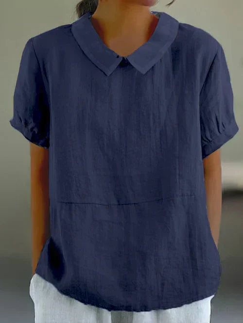 avaya | relaxed cotton short-sleeve blouse navy