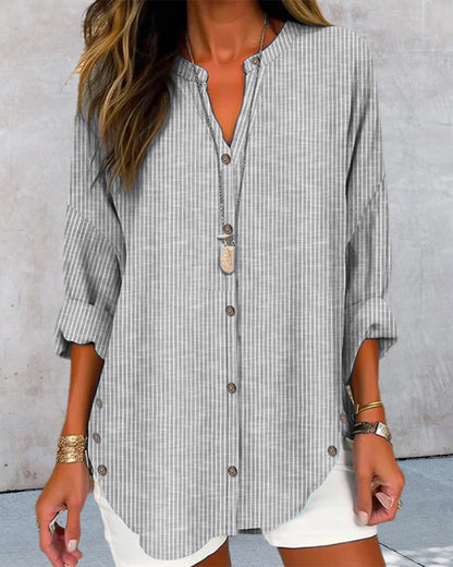 Ayla | Relaxed Striped Button Blouse