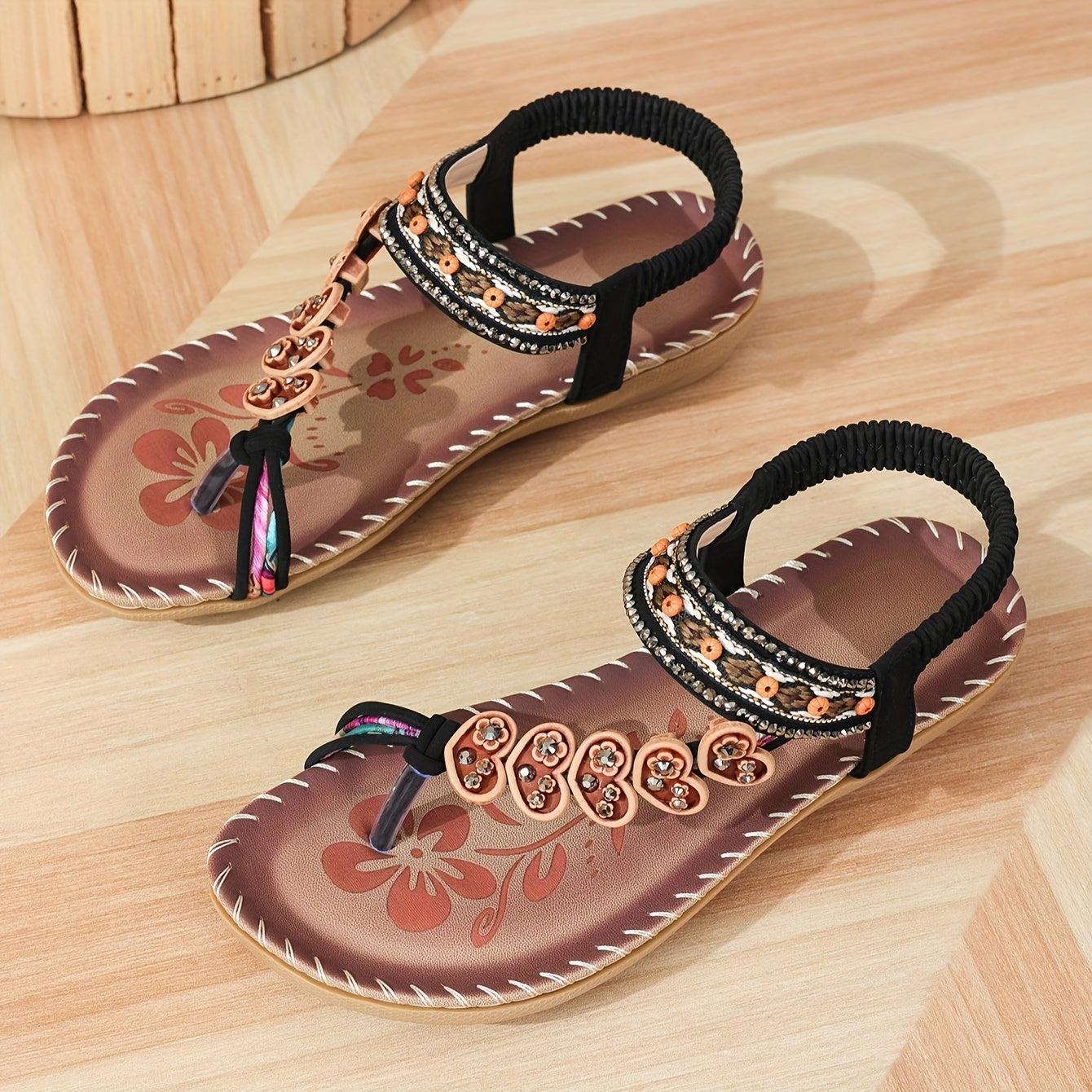 daisy | orthopedic beaded sandal black