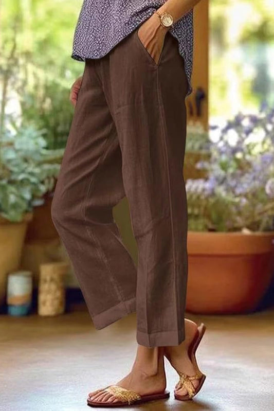 daisy | straight-leg summer trousers brown