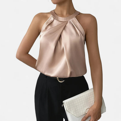 kimberly | pleated draped satin tank