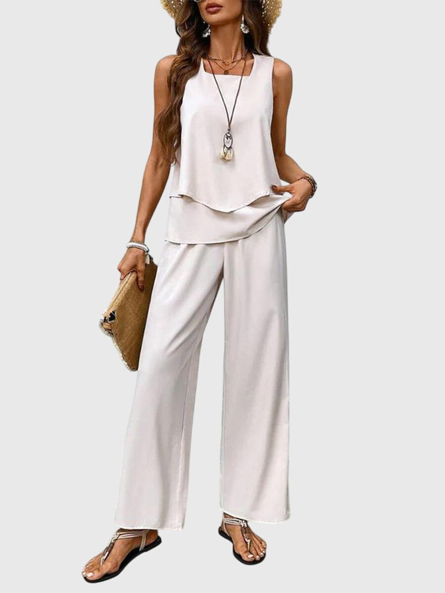 poppy | wide leg two-piece pants set white