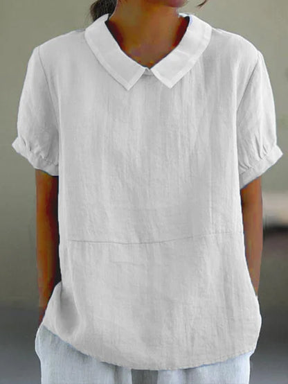 avaya | relaxed cotton short-sleeve blouse white