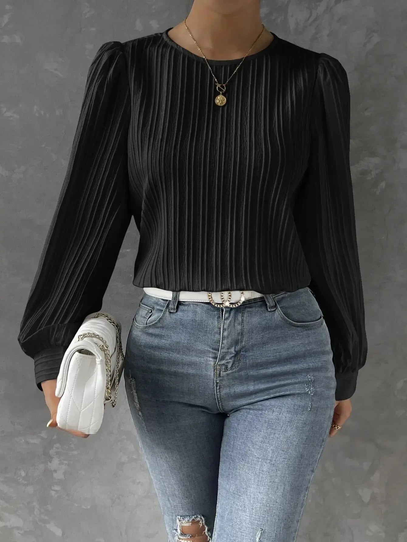 emma | timeless elegant blouse black