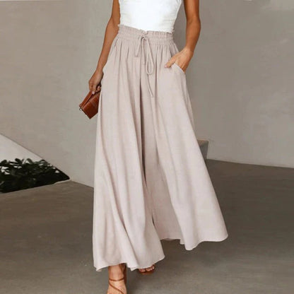 daisy | high waist wide leg pants with smocked drawstring
