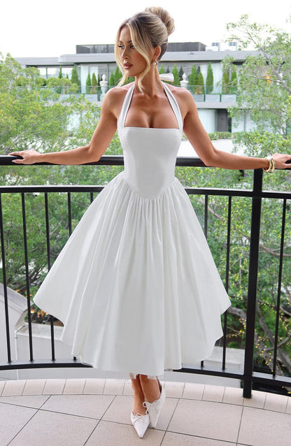 Thea | Elegant Halter-Neck Midi Dress