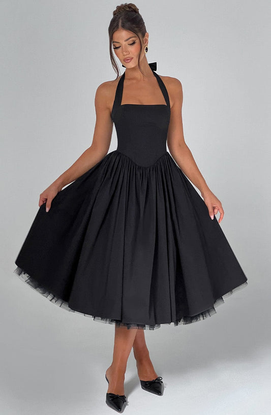 Thea | Elegant Halter-Neck Midi Dress