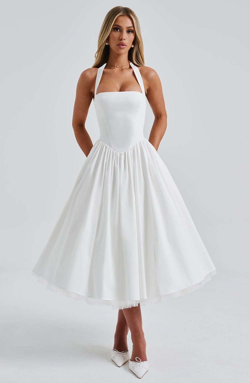 Thea | Elegant Halter-Neck Midi Dress