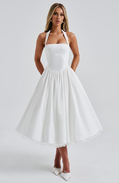 Thea | Elegant Halter-Neck Midi Dress