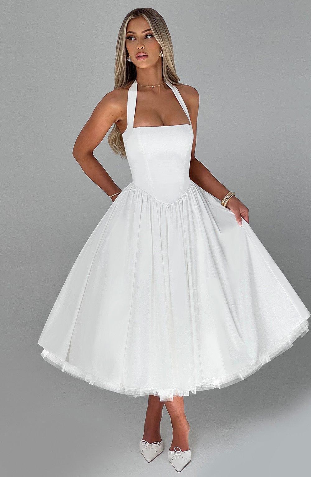 Thea | Elegant Halter-Neck Midi Dress