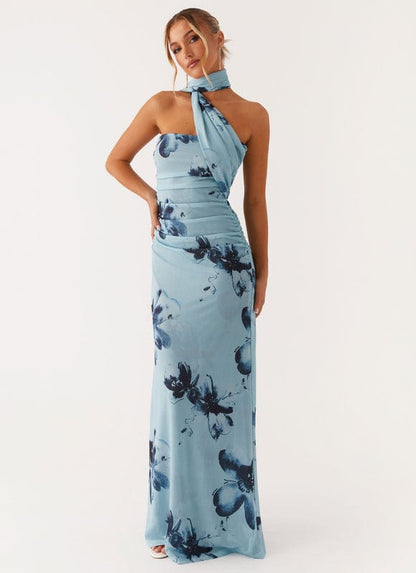 Daphne | Floral Sleeveless Halter Neck Maxi Dress