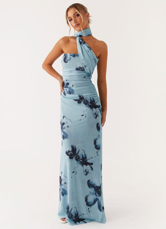Daphne | Floral Sleeveless Halter Neck Maxi Dress
