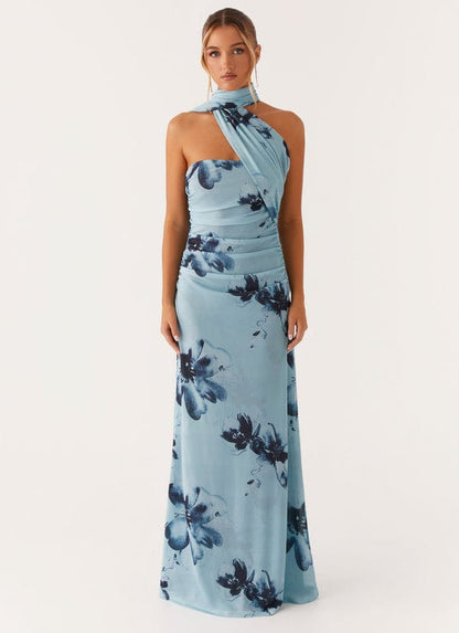 Daphne | Floral Sleeveless Halter Neck Maxi Dress