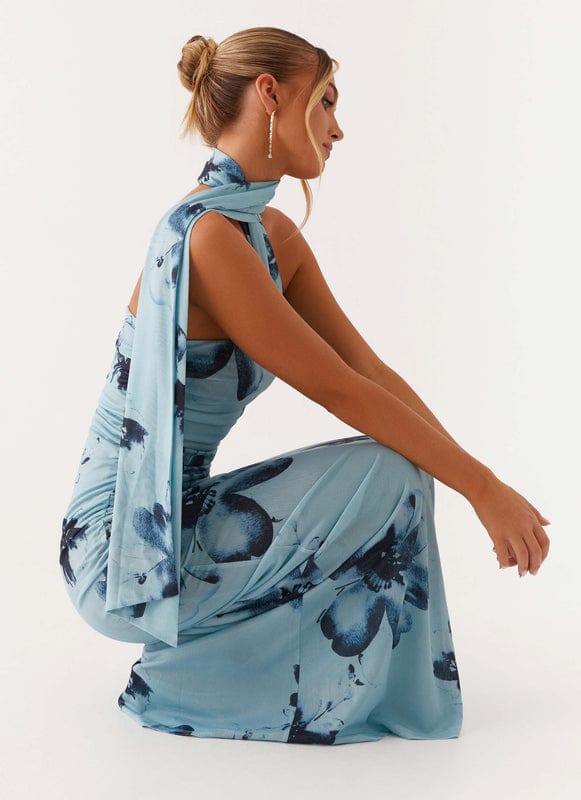 Daphne | Floral Sleeveless Halter Neck Maxi Dress