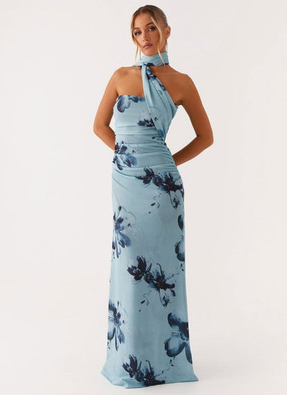 Daphne | Floral Sleeveless Halter Neck Maxi Dress