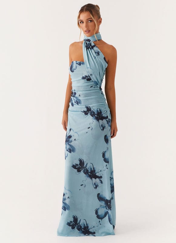 Daphne | Floral Sleeveless Halter Neck Maxi Dress