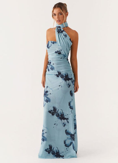 Daphne | Floral Sleeveless Halter Neck Maxi Dress