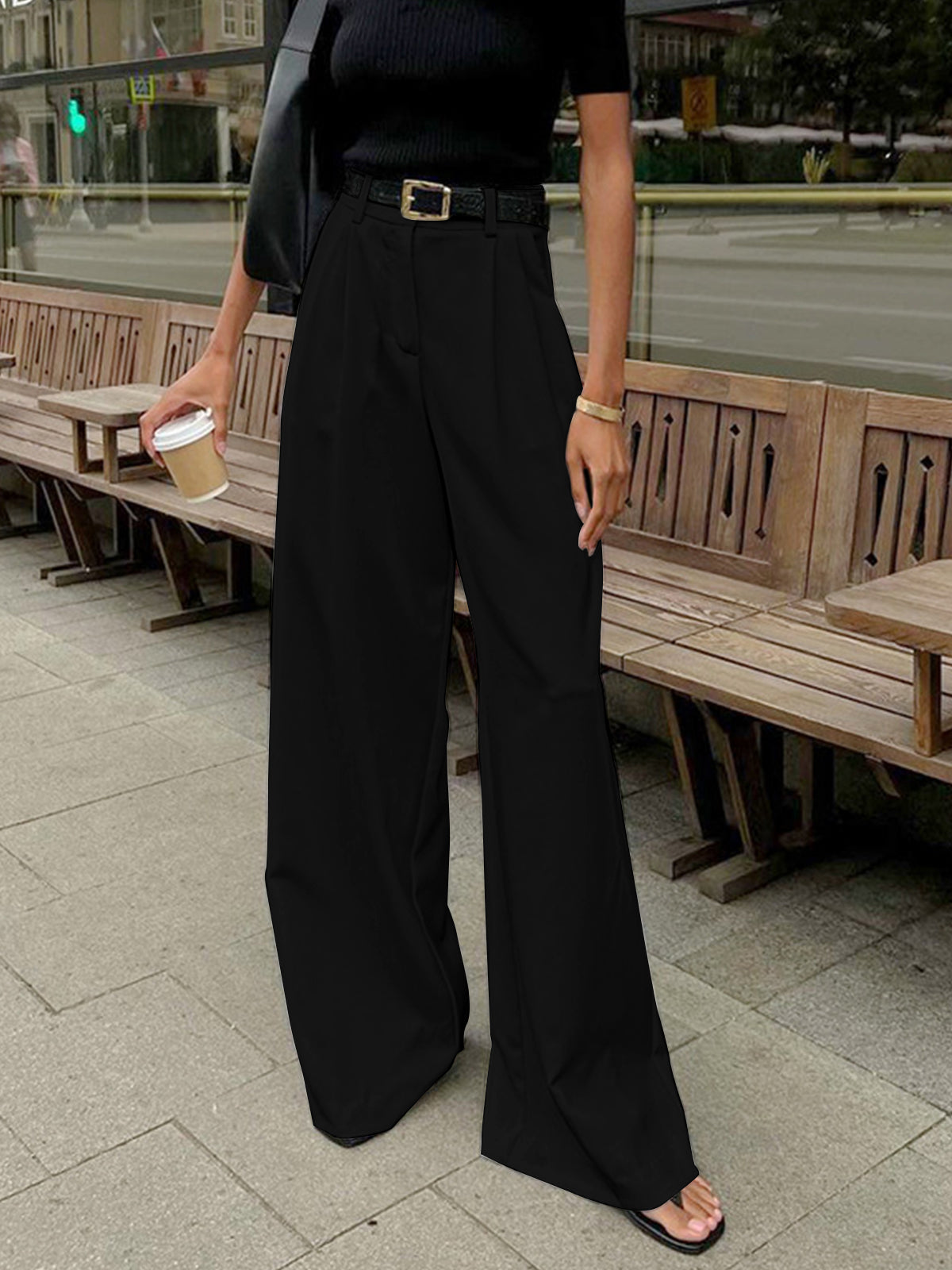 daisy | wide-leg office trousers black