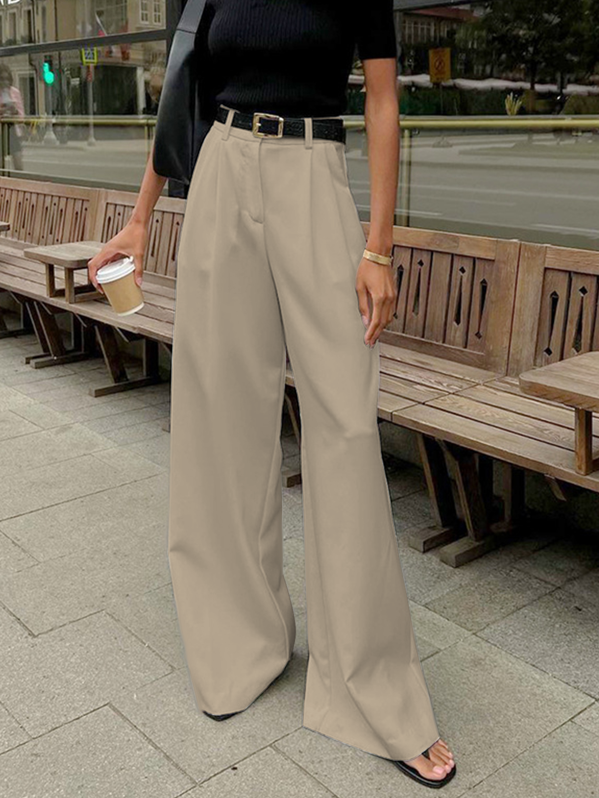 daisy | wide-leg office trousers khaki