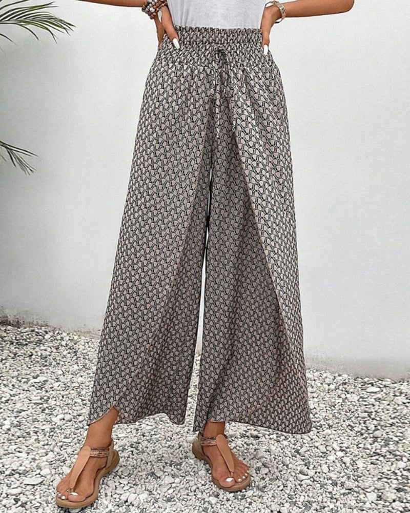 daisy | geometric wide-leg trousers gray