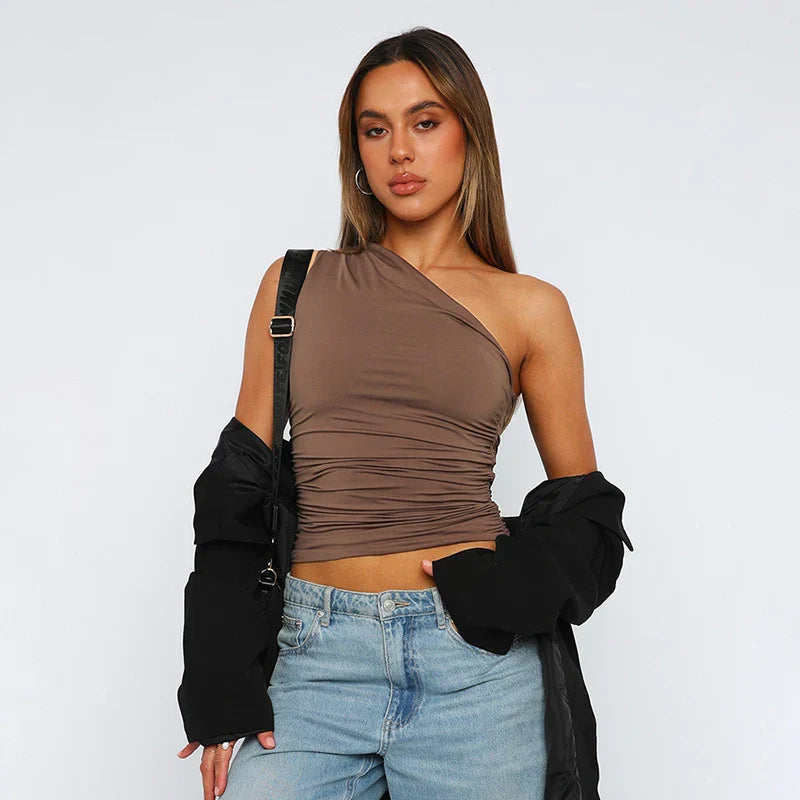 Danique | One-Shoulder Tank with Open Back