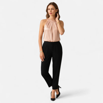 kimberly | pleated draped satin tank