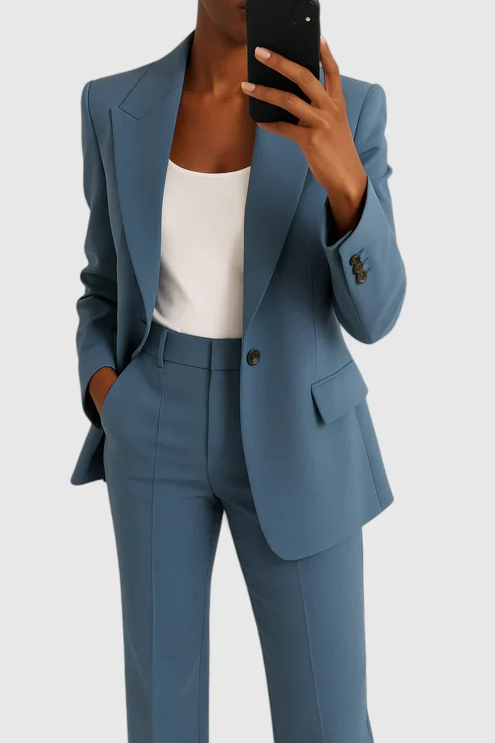 evie | tailored blazer and pant set blue