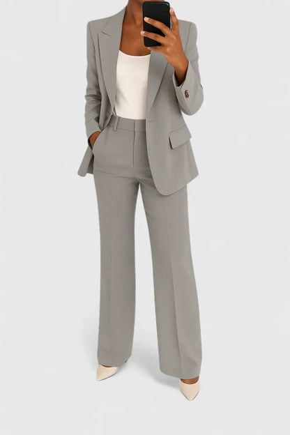 evie | tailored blazer and pant set gray