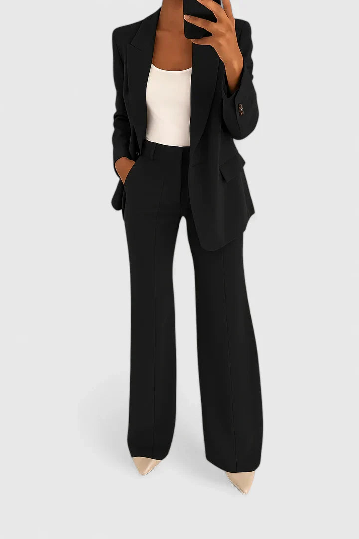 evie | tailored blazer and pant set black