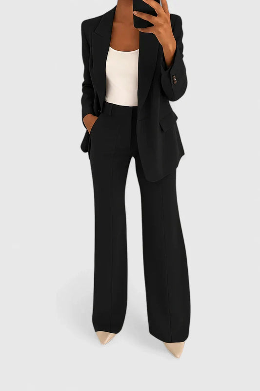 evie | tailored blazer and pant set black