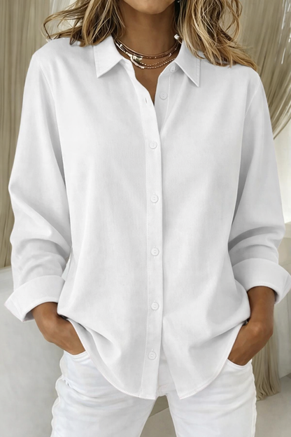 violet | relaxed button-front blouse white