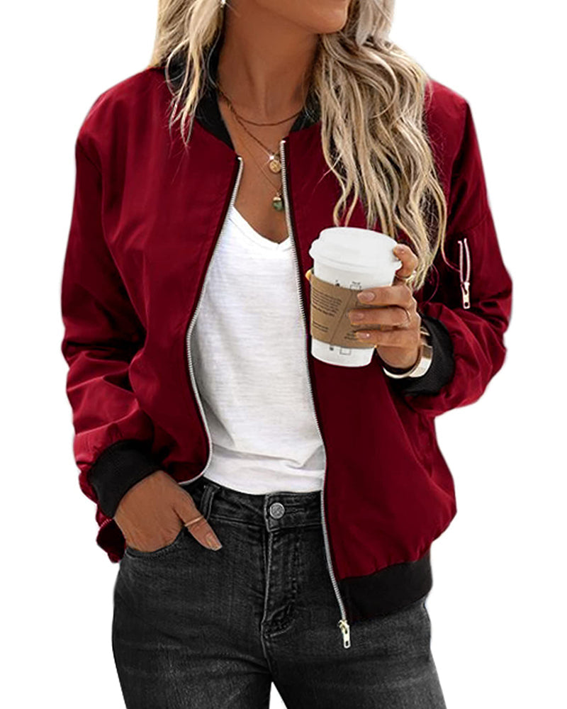 daisy | classic bomber jacket wine red