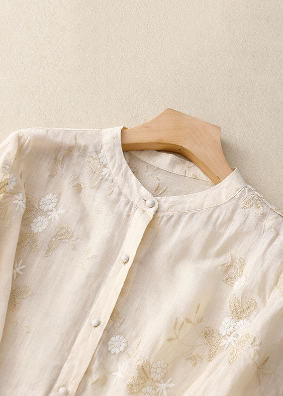 linen & bloom | floral embroidered relaxed linen blouse