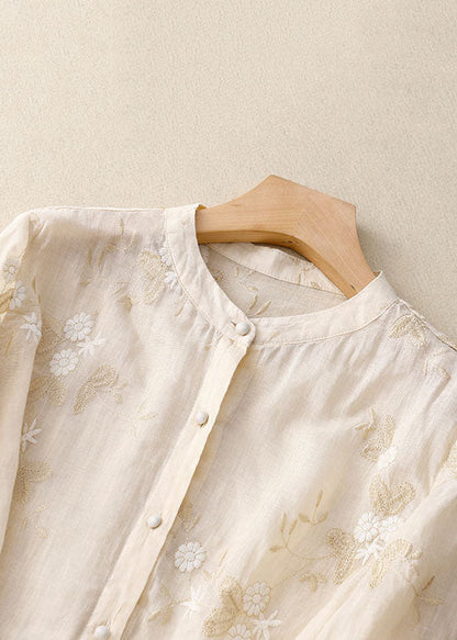 linen & bloom | floral embroidered relaxed linen blouse
