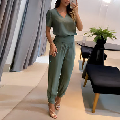 millie | relaxed shirt and trouser set green