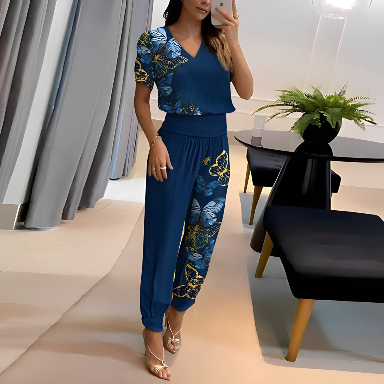 millie | relaxed shirt and trouser set blue