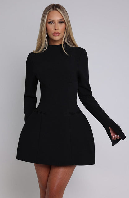 Nathalie | Elegant High-Neck Mini Dress