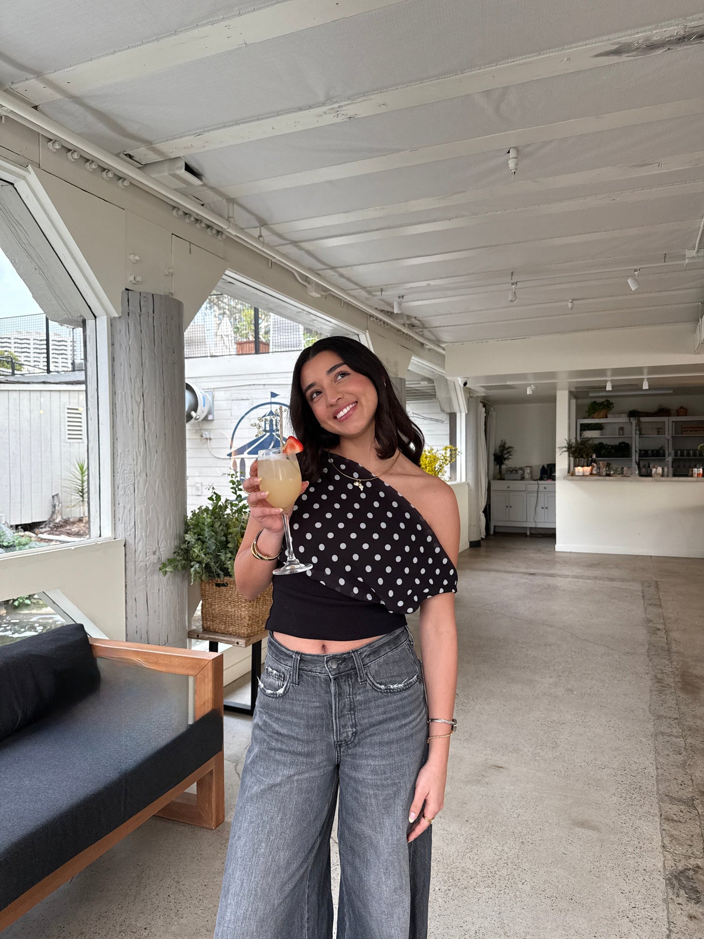 Lina | Polka Dot Top with Adjustable Tie Back