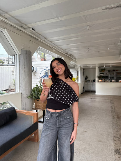 Lina | Polka Dot Top with Adjustable Tie Back
