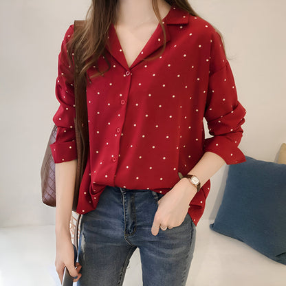clivia | polka dot blouse for effortless style red