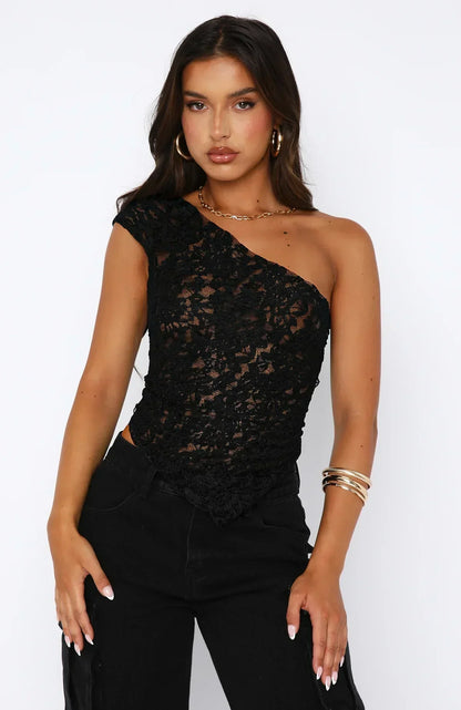 Courtney | Asymmetrical Lace Summer Top