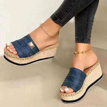 daisy | faux leather flat sandal blue