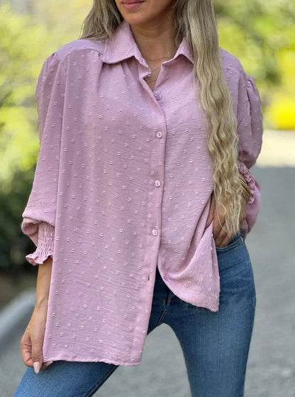 bonnie | swiss dot blouse with lantern sleeves