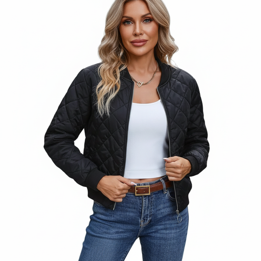 daisy | quilted plaid bomber jacket