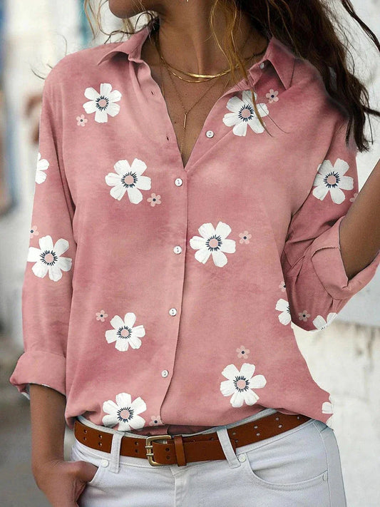 cora | floral button-up shirt pink