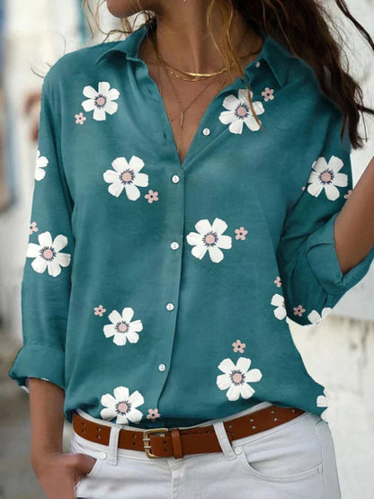 cora | floral button-up shirt green